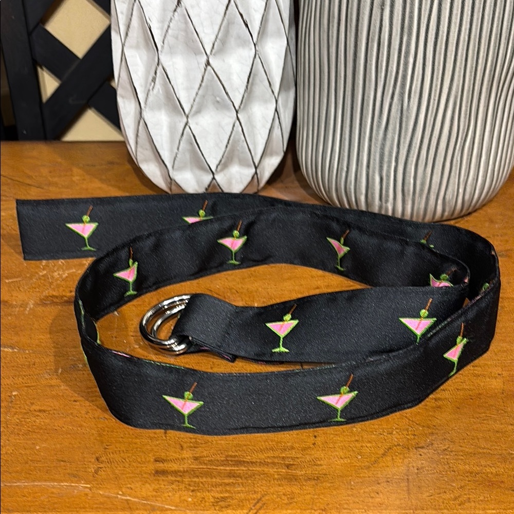 Top it Off Novelty Women's Martini Glass Nylon Belt EUC